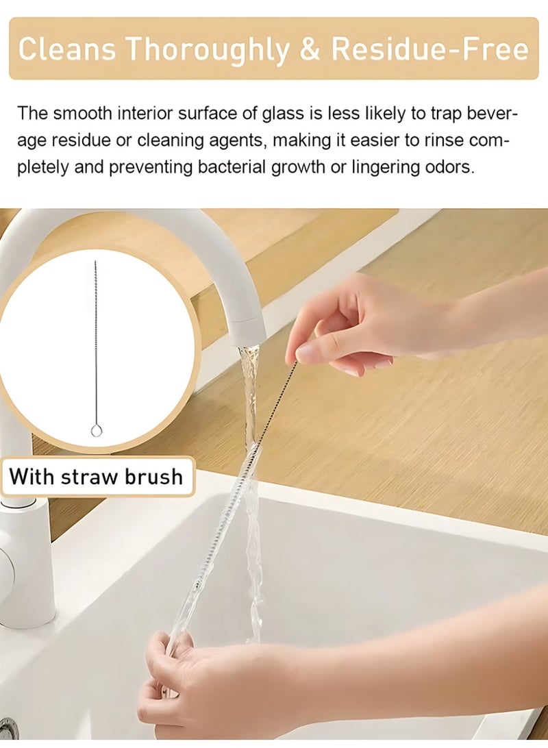 Breakproof Glass Straws - Durable Reusable Glass Straws 8 Pack with 1 Cleaning Brush for Drinks, Herbs, Smoothies, Aromatherapy（Transparent Color-10cm） - Image 2